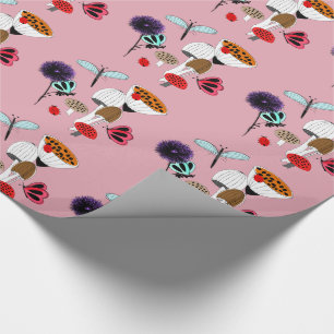 Papier Cadeau Papillons Fleurs Nature Illustration