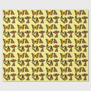 Papier Cadeau papillons jaunes et noirs nature Enveloppement Pap