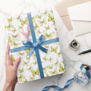 Papier Cadeau Papillons Jaunes Motif Pastel