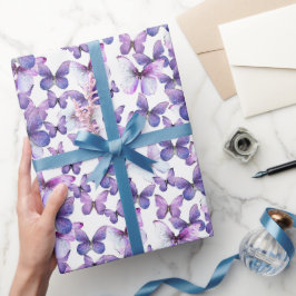 Papier Cadeau Papillons mignons violets Motif Pastel
