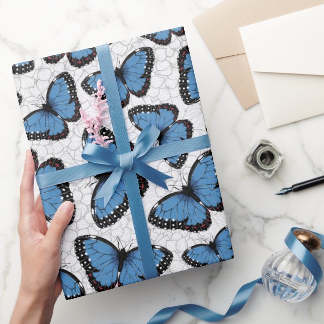 Papier Cadeau Papillons morpho bleu (Cadeaux)