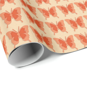 Papier Cadeau Papillons, orange sur un arrière - plan pastel ora