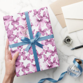 Papier Cadeau Papillons rose pâle Motif Pastel
