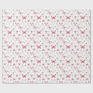 Papier Cadeau Papillons roses