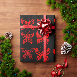 Papier cadeau Papillons Rouges