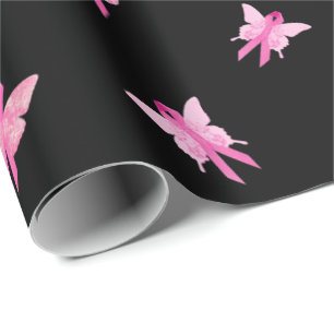 Papier Cadeau Papillons Rubans Roses pour Survivant