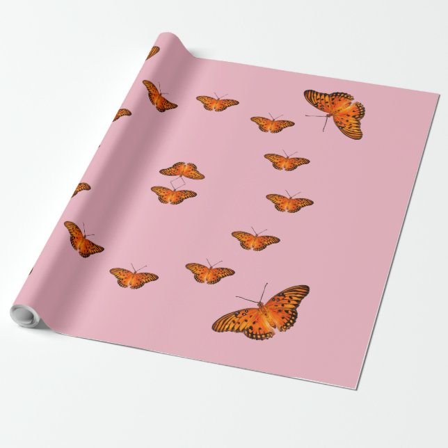 Papier Cadeau Papillons sur toute couleur (Déroulé)