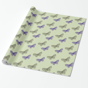 Papier Cadeau Papillons verts et violets