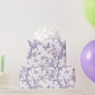 Papier Cadeau Papillons violets de mariage sur fond violet