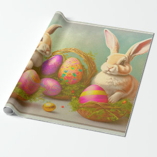 Papier Cadeau Pâques Bunnies En Paniers Collection