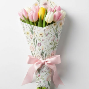 Papier Cadeau Pâques Floral Fleur de printemps pastel