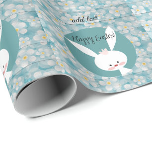 Papier Cadeau Pâques Joyeuses Parfaites, Lapin Bleu