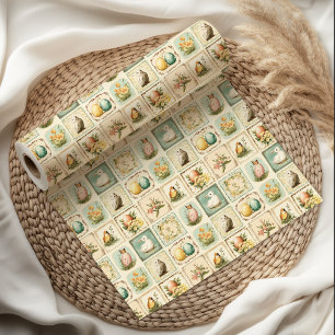 Papier Cadeau Pâques vintage   Nostalgique floral