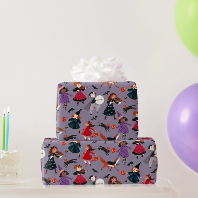 Papier Cadeau Parade costumée d'Halloween pour enfants (Cadeaux de fête)
