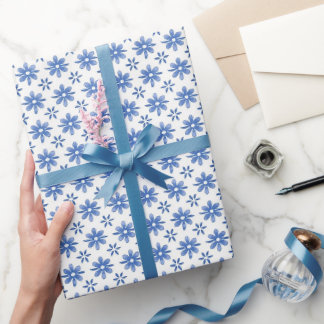 Papier Cadeau Parade des Marguerites Bleues