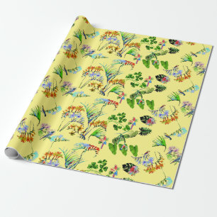 Papier Cadeau Paradis tropical jaune
