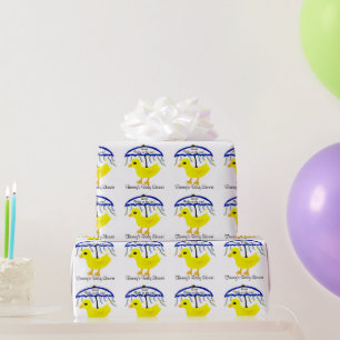Papier Cadeau Parapluie mignon jaune de baby shower