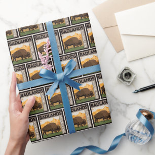 Papier Cadeau Parc national des Badlands Buffalo