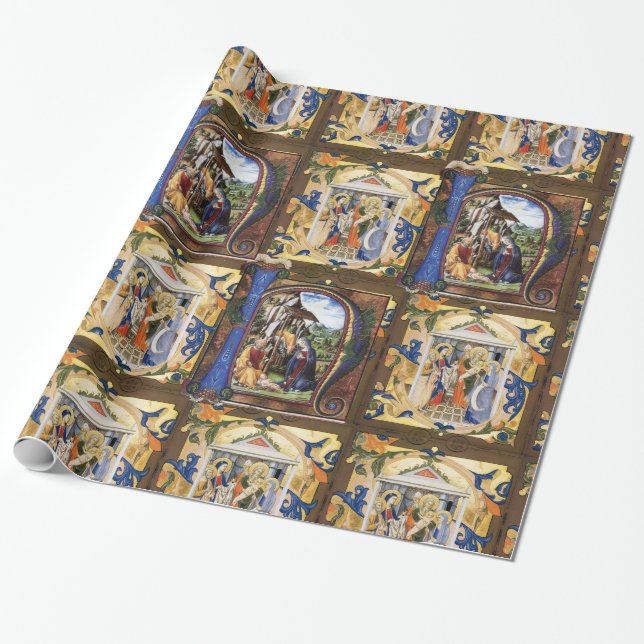 PAPIER CADEAU PARCHEMENT DU MONOGRAMME DE LA NATIVITÉ (Déroulé)