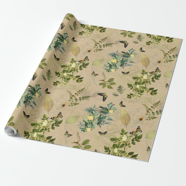 Papier Cadeau Parchemin floral (Déroulé)