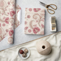 Parchemins Rose Poussiéreuse Floral Toile Français