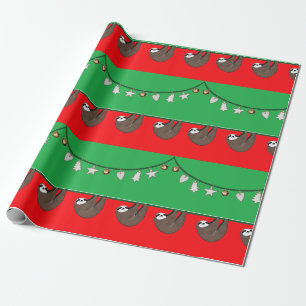 Papier Cadeau Paresseux de Noël drôle