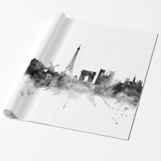 Papier Cadeau Paris France Skyline (Déroulé)