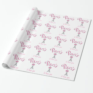 Papier Cadeau "PARIS je t'aime" en rose