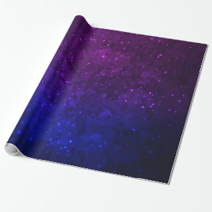 Papier Cadeau Parmi des étoiles dans la galaxie bleue et pourpre