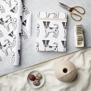 Papier Cadeau Parson à manteau rond noir Russell Terrier Motif