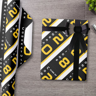 Papier Cadeau Parti de graduation Black Gold moderne