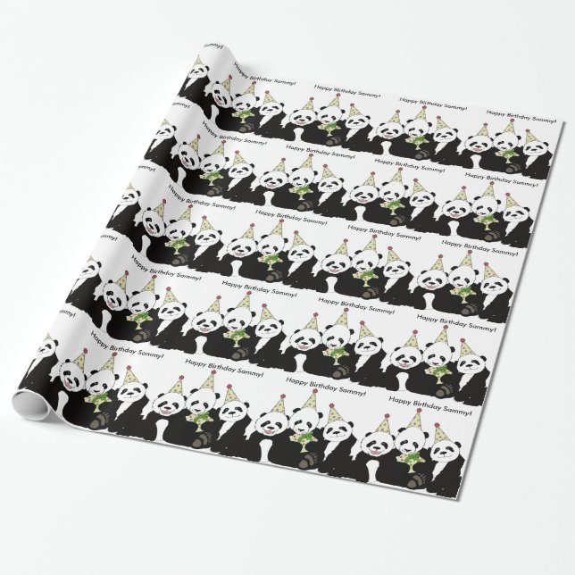 Papier Cadeau Partie d'ours panda par conception de Kindred (Déroulé)