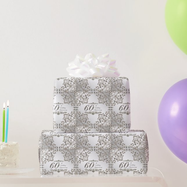 Papier Cadeau Parties scintillant 60e Anniversaire du diamant Pa (Cadeaux de fête)