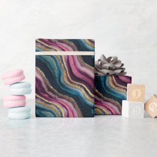 Papier Cadeau Parties scintillant Agate rose Cyan Enveloppement 