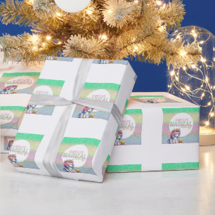 Papier Cadeau Parties scintillant arc-en-ciel licorne magique