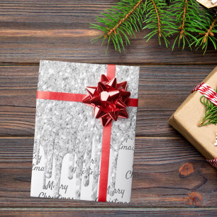 Papier Cadeau Parties scintillant argent brillant Noël Noël Noël