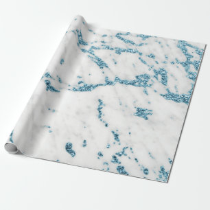 Papier Cadeau Parties scintillant Bleue Bleue Gris Blanc Carrara