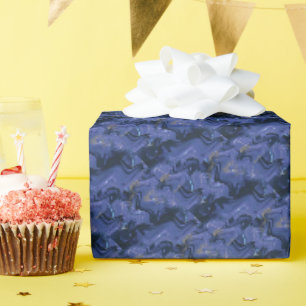 Papier Cadeau Parties scintillant bleue Galaxy Swirl Abstrait Mo