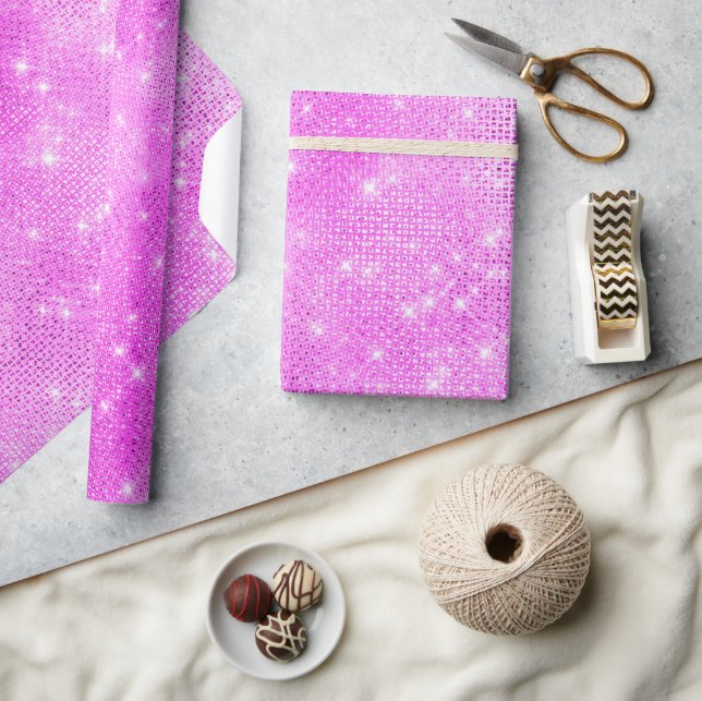 Papier Cadeau Parties scintillant brillante rose magenta élégant (Artisanat)