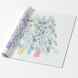 Papier Cadeau Parties scintillant couleurs pastel arbres design