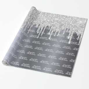 Papier Cadeau Parties scintillant d'anniversaire argent étincela