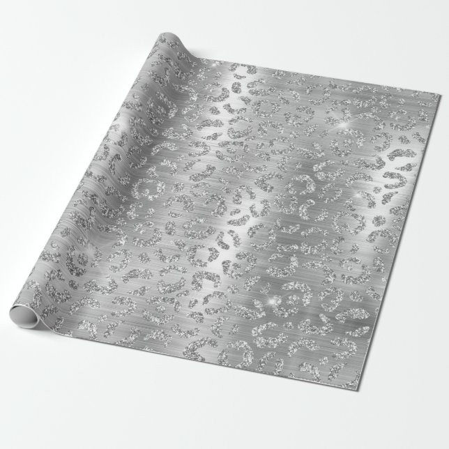 Papier Cadeau Parties scintillant d'argent élégant Motif de tach (Déroulé)