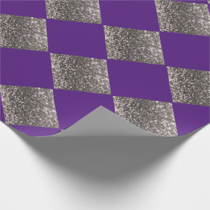 Papier Cadeau Parties scintillant d'argent Métallic violet Abstr
