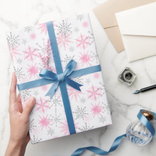 Papier Cadeau Parties scintillant d'argent rose moderne Noël Flo