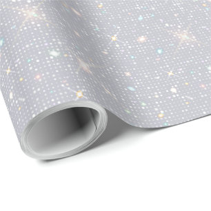 Papier Cadeau Parties scintillant d'argent Texture diamant blanc
