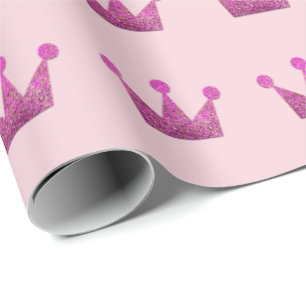 Papier Cadeau Parties scintillant de couronnes Pink Graduation r