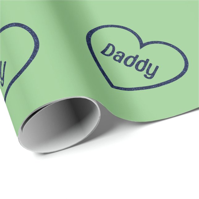 Papier Cadeau Parties scintillant de Fête des pères Blue Daddy H (Coin rond)