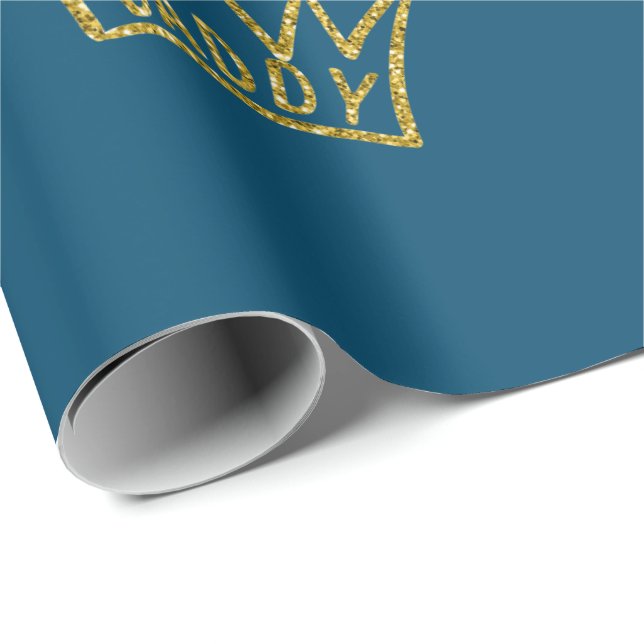 Papier Cadeau Parties scintillant de Fête des pères Daddy Crown (Coin rond)
