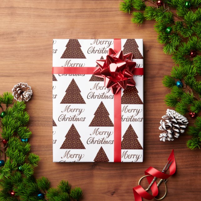 Papier Cadeau Parties scintillant de Maroon arbre de Noël - joye (Cadeau de vacances)