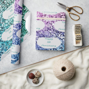 Papier Cadeau Parties scintillant de nom personnalisé de l'anniv